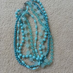 Two Elegant Blue And Black Beaded Necklaces